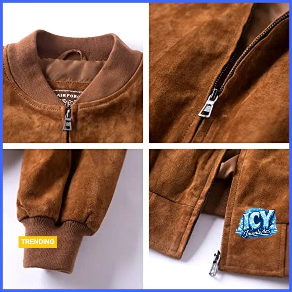 Men's Leather Baseball Jacket Vintage Suede Pigskin